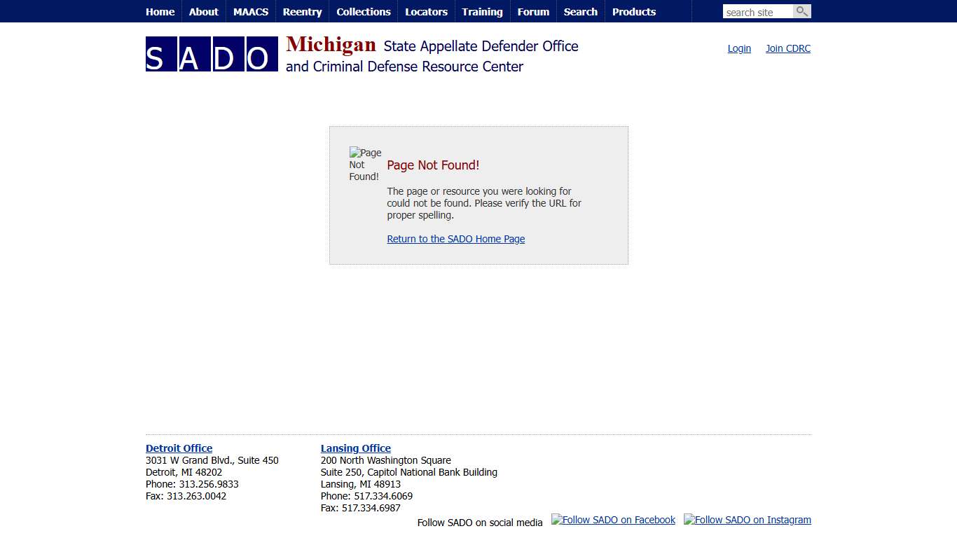 SADO - Page Not Found